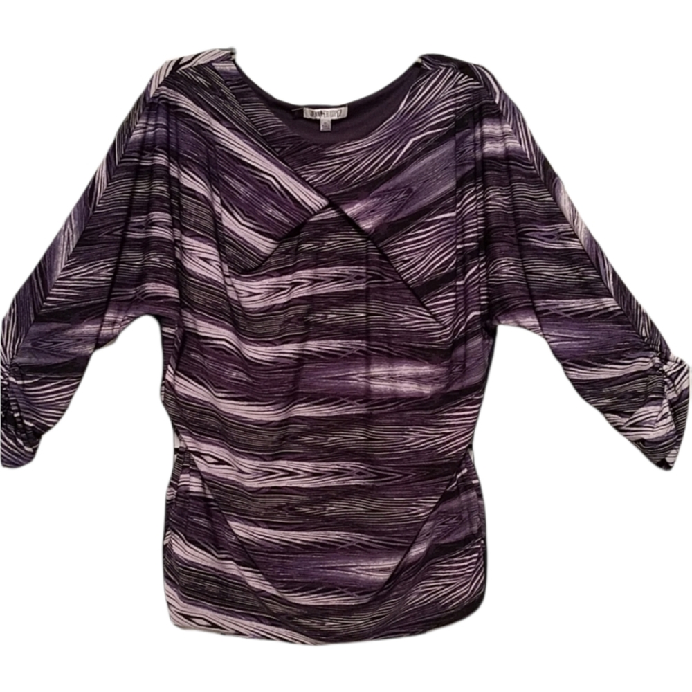 Jennifer Lopez Purple Striped Dolman Sleeve Top